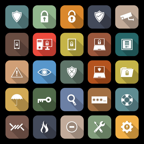 Security flat icons with long shadow - Vector, Image