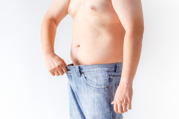 Fat man on white background - Foto, Bild