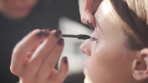 Vista laterale di applicazione mascara professionale con un pennello
 - Filmati, video