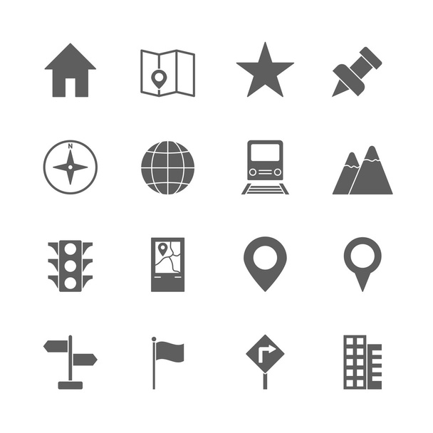 Mapa iconos conjunto
 - Vector, Imagen