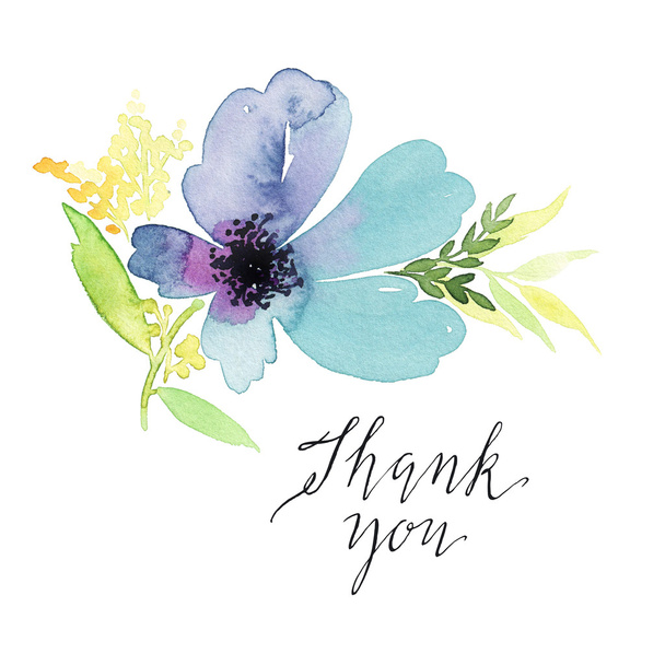 Greeting card. Watercolor flowers background - Foto, Imagem