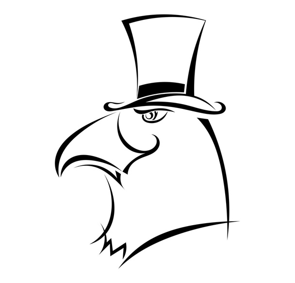 Eagle in a hat isolated on a white background. Vector illustrati - Διάνυσμα, εικόνα