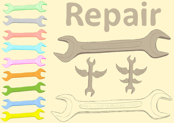 Clipart with wrenches - Vector, Image