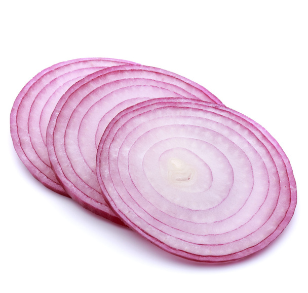 Sliced red onion rings - Fotoğraf, Görsel