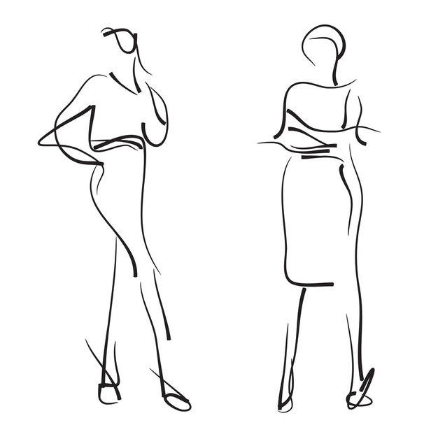 Fashion models. Sketch. - Vector, Image