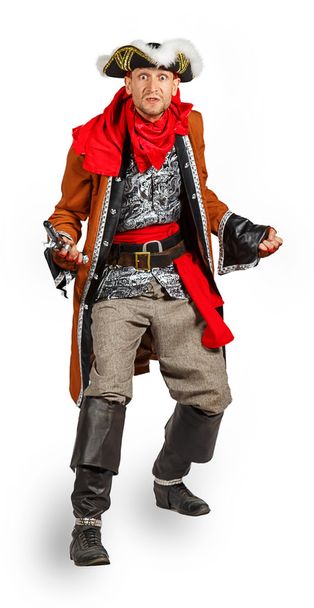 Young man in a pirate costume with pistol - Photo, Image
