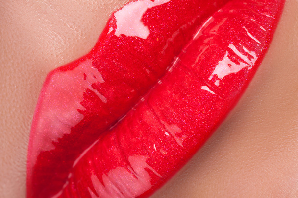Red lips close-up. - Photo, Image