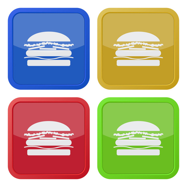 set of four square icons with hamburger - Vector, Image