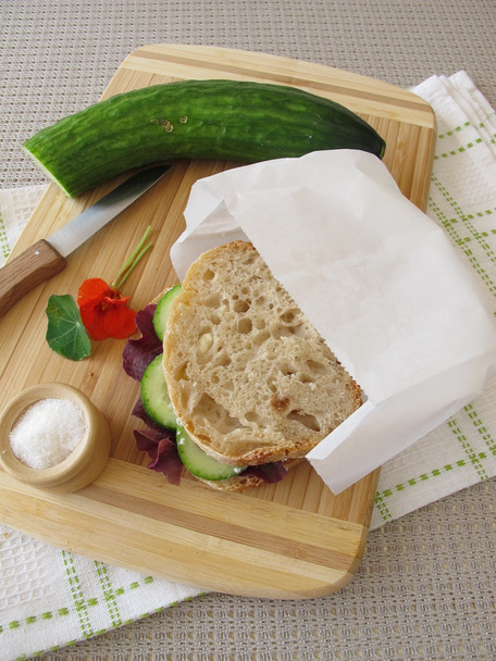 Αγγούρι σάντουιτς σε λαδόκολλα τσάντα για Τεϊκ Αγουεϊ - Φωτογραφία, εικόνα