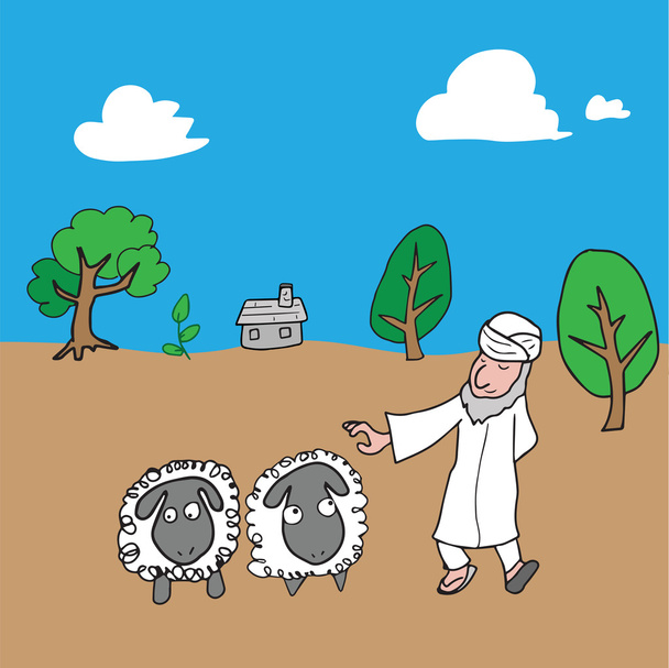 Muslim and sheeps village - Vettoriali, immagini