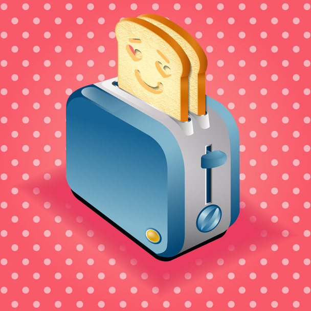 toaster and sliced bread with face expression cartoon - Vector, Image