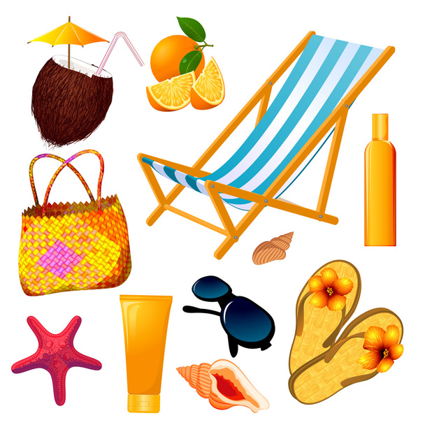 Summer beach design elements set. - Vector, Image