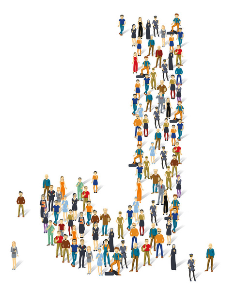 People crowd.   ABC, letter J - Vector, Image