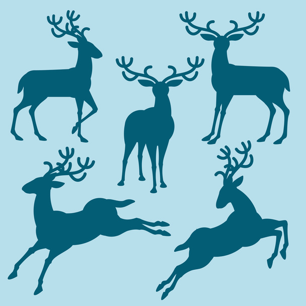 Christmas deers silhouette collection. - Vector, Image