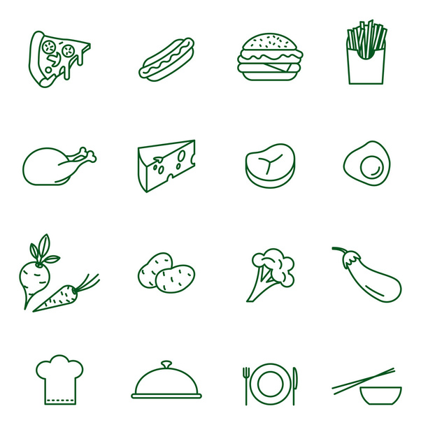 Набір піктограм тонкої лінії продуктів харчування
 - Вектор, зображення