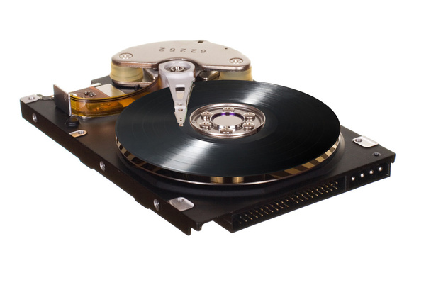 HDD met vinyl schijf in plaats van magnetische plaat - Foto, afbeelding