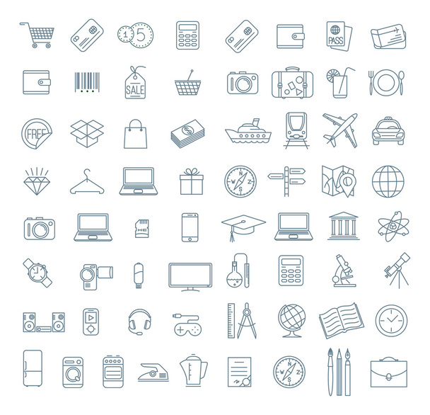 Thin line icon collection. - Vector, Imagen