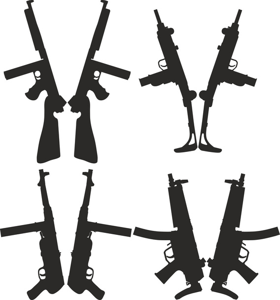 Reihe von Silhouetten moderner Waffen. - Vektor, Bild