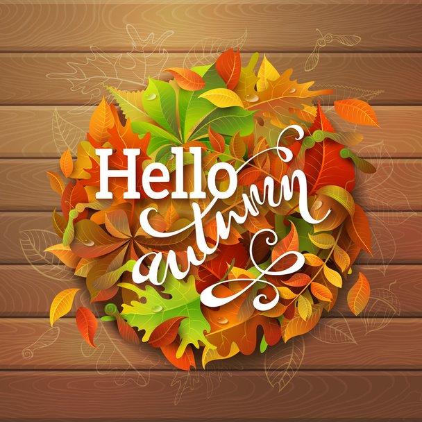 Hello Autumn Background. - Vetor, Imagem