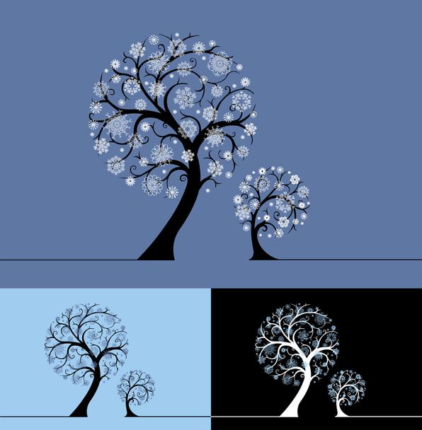 Snow trees illustration. - Vecteur, image