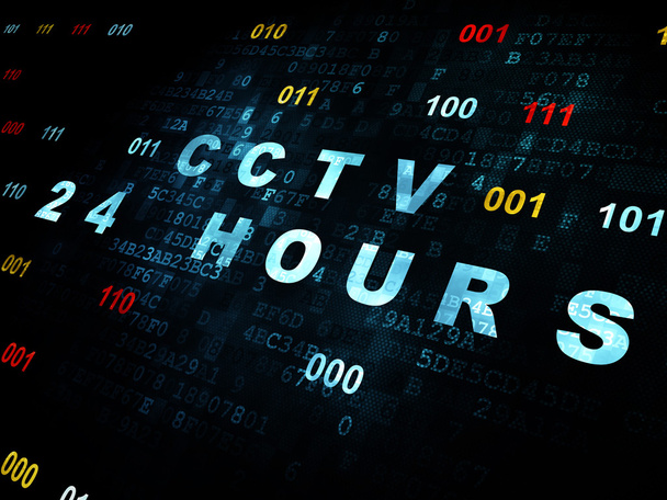 концепції захисту: cctv 24 години на фоні цифрові - Фото, зображення