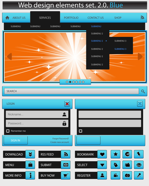 Creative web design elements set - Vetor, Imagem