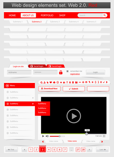 Web design template set 2.0. - Vetor, Imagem
