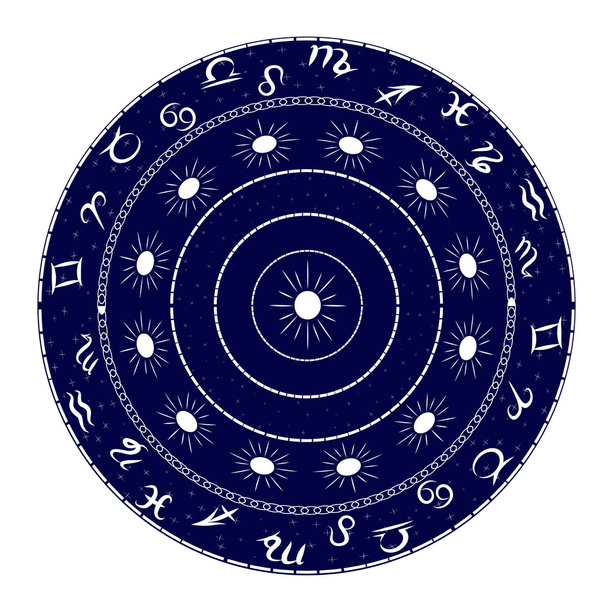 Ornamento com elementos do zodíaco
 - Vetor, Imagem