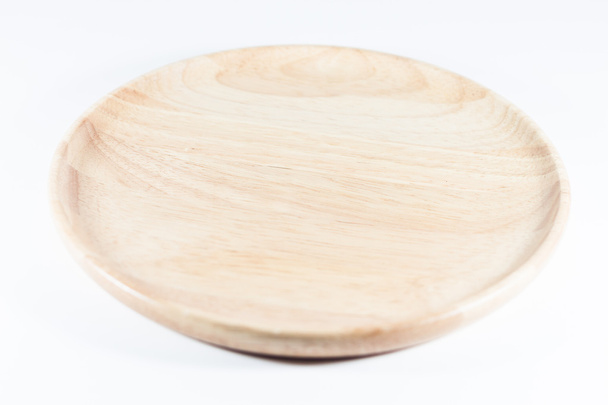 Wooden plate isolated on white background - Photo, Image