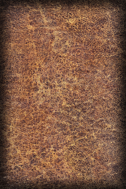 Viejo Natural Brown Cowhide Creasy Vignette gruesa Grunge Texture Sample
 - Foto, imagen