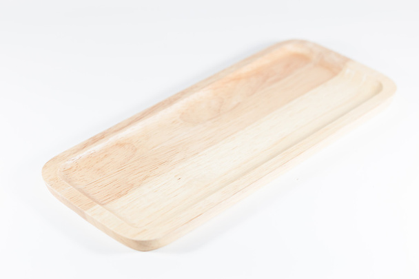 Дерев'яна тарілка ізольована на білому тлі
 - Фото, зображення