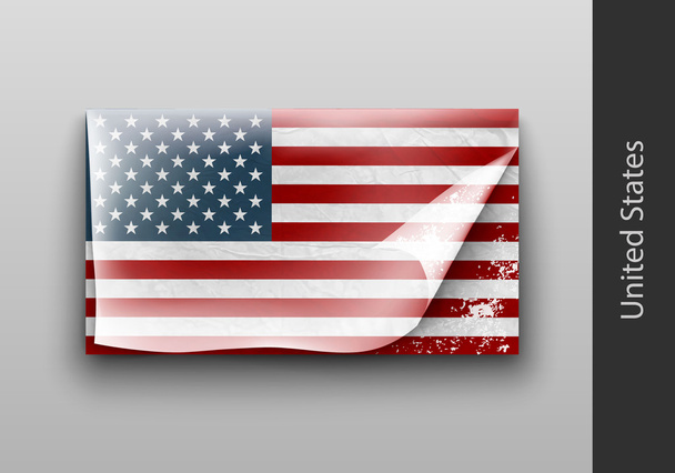 US flag with the tattered masking tape - Vector, Image