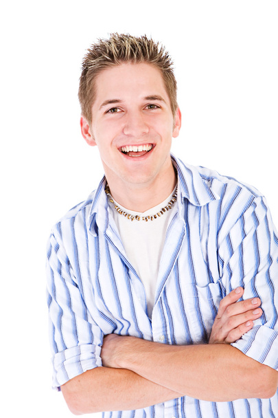 Opiskelija: Hymyilevä College Guy eristetty valkoinen
 - Valokuva, kuva