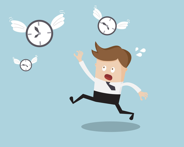 Businessman Running for Catching Her Time - Vector, Image