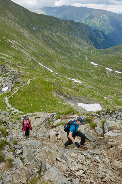 hikers on a mountain trail - Foto, Imagem