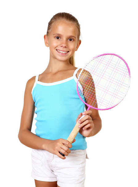 Pretty teenage girl with racket - Photo, Image