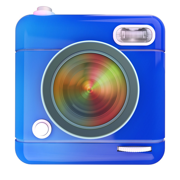 Camera icon blue - Foto, Imagen