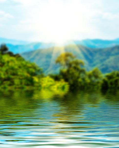 Surface Rippled of water and blur nature background - Photo, Image