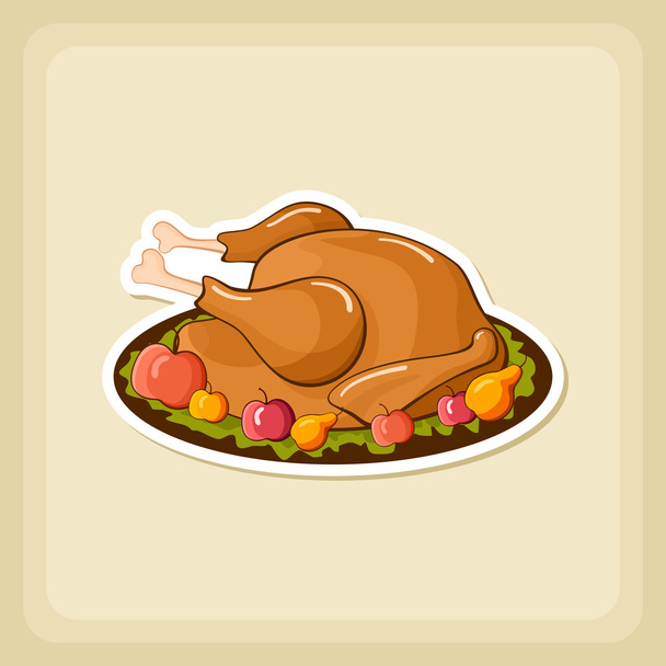 Poulet rôti ou dinde prête pour Thanksgiving
 - Vecteur, image
