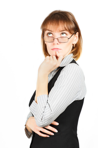 Business woman . Portrait of girl with glasses . - Valokuva, kuva