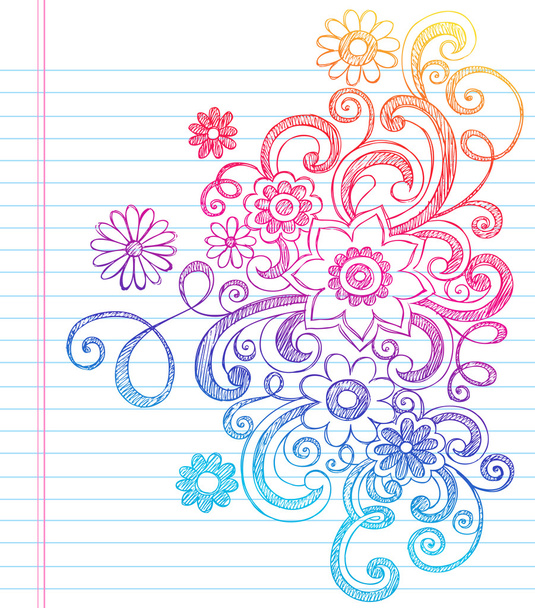 Virág vázlatos Doodles vektoros illusztráció - Vektor, kép