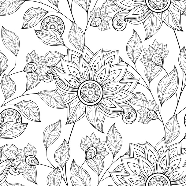 Abstract Monochrome Floral Pattern - Vektor, Bild
