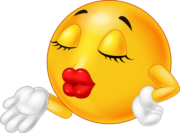 Emoticon sorridente soprando um beijo
 - Vetor, Imagem