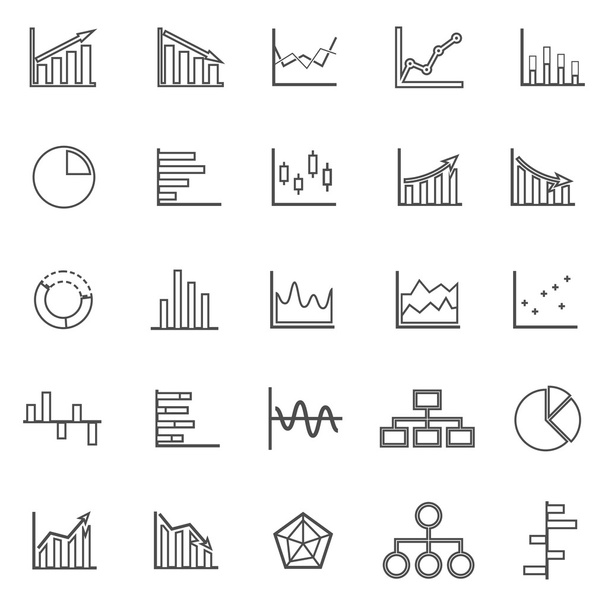 Graph line icons on white background - Vector, Imagen