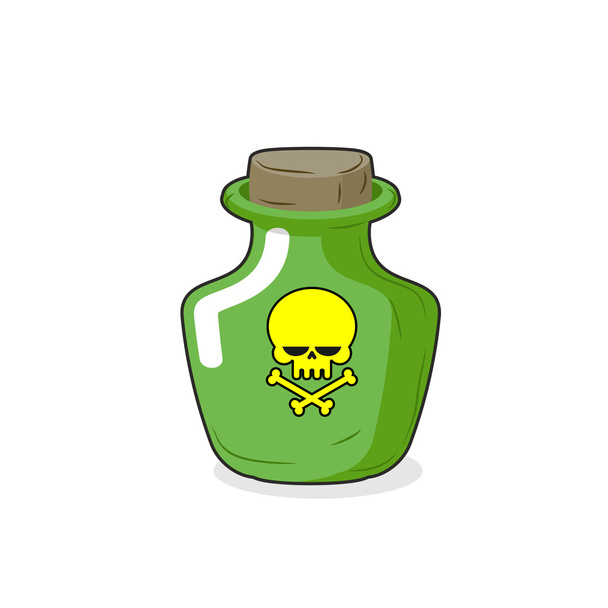 Magic Bottle with a skull. Medical bottle with a poisonous liqui - Vector, Image