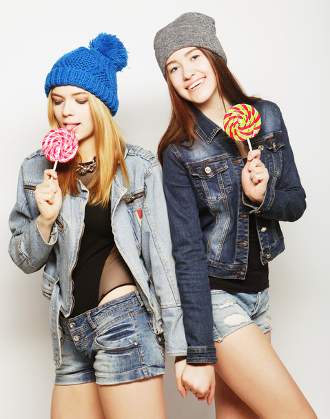 two young hipster girls best friends - Fotó, kép