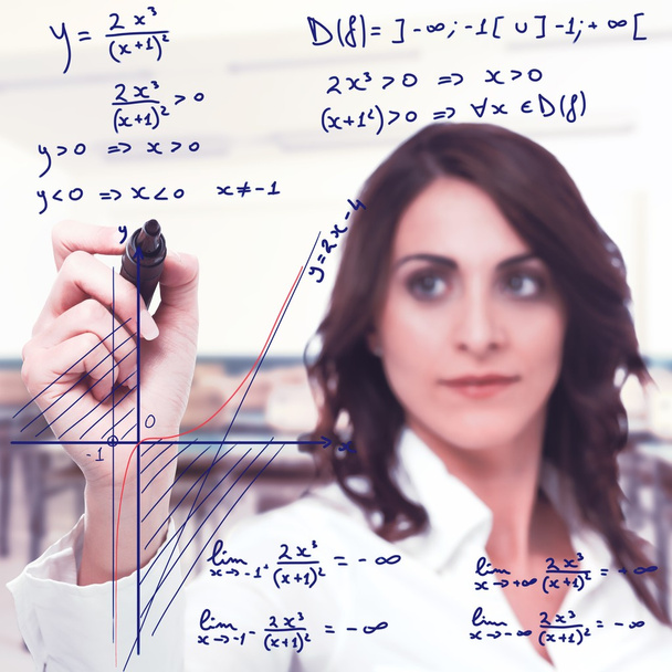 nainen ratkaista monimutkainen matemaattinen funktio
 - Valokuva, kuva