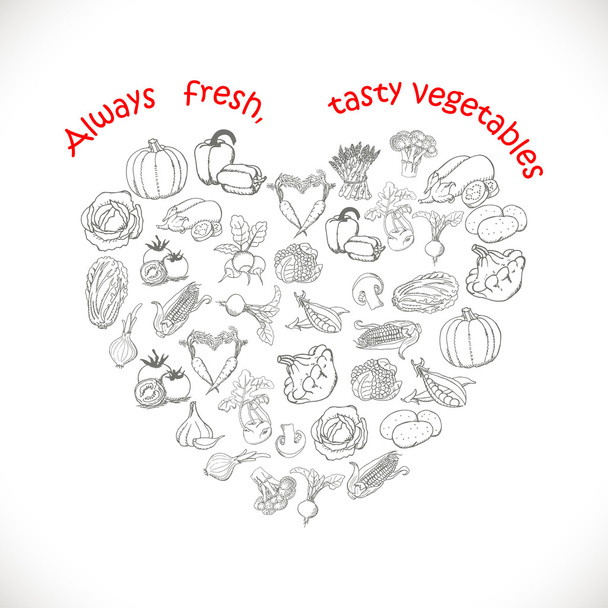 Isolated heart of vegetables. Vector illustrations - Vector, Image