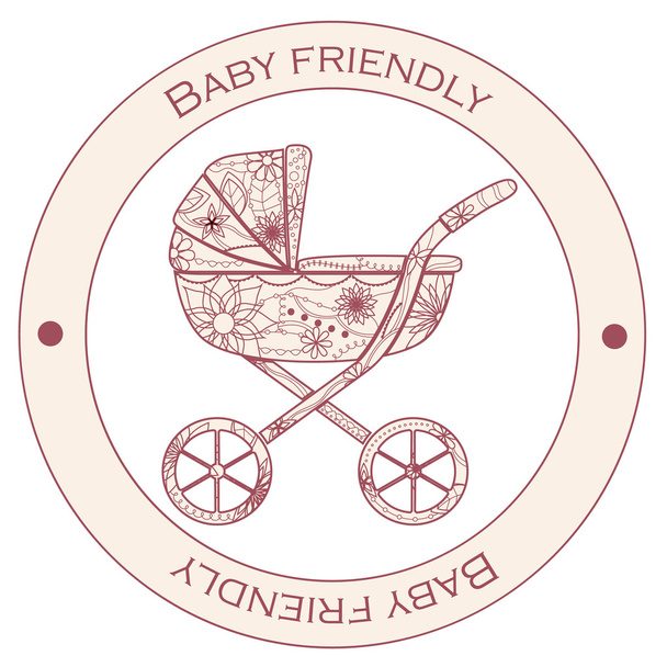 Baby-friendly-pink-sticker - Vettoriali, immagini