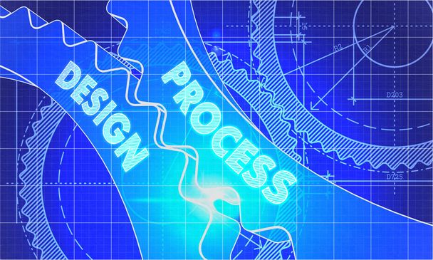 Process Design on the Cogwheels. Blueprint Style. - Photo, Image
